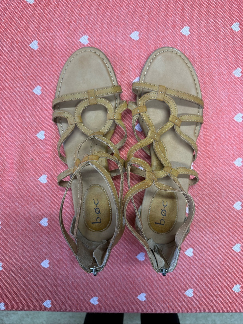 boc Tan Strappy Wedge Sandals